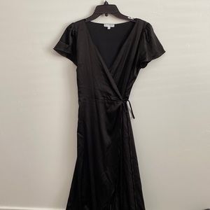 Black silk wrap bridesmaid dress
